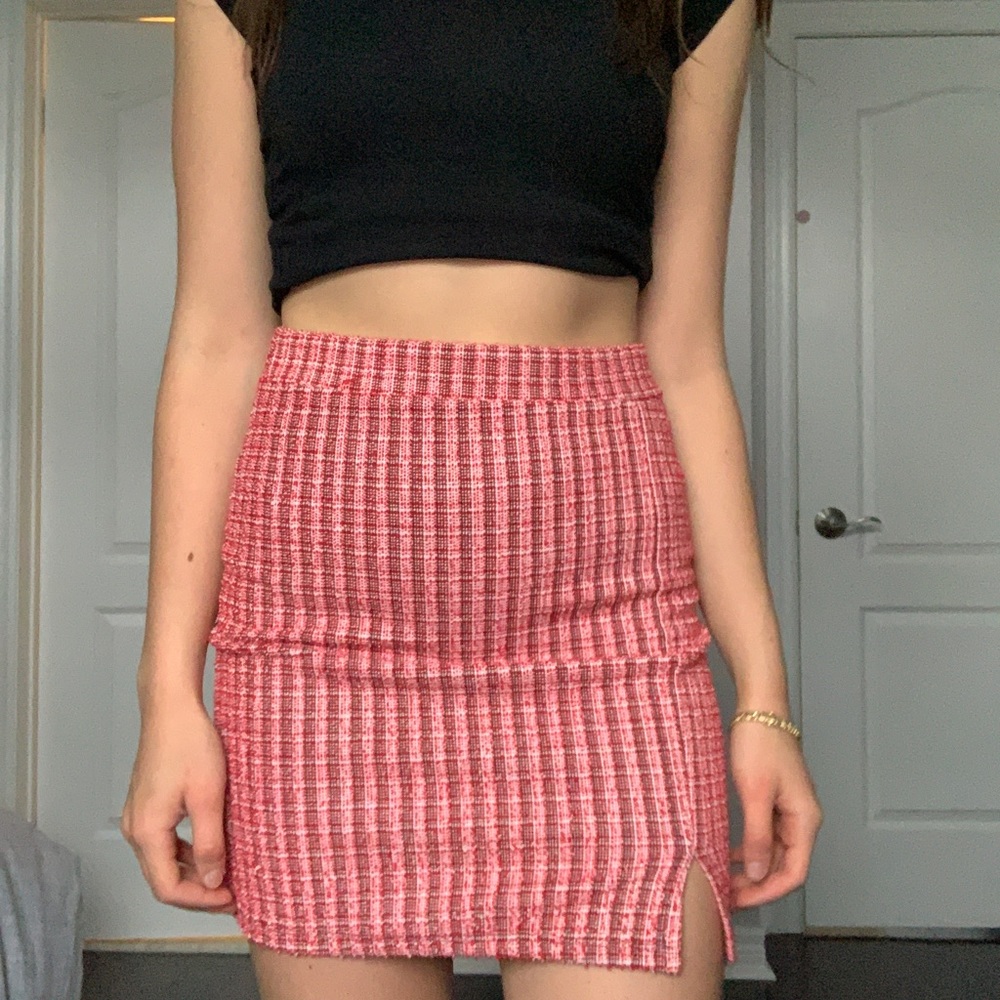Topshop red plaid mini skirt size 4
